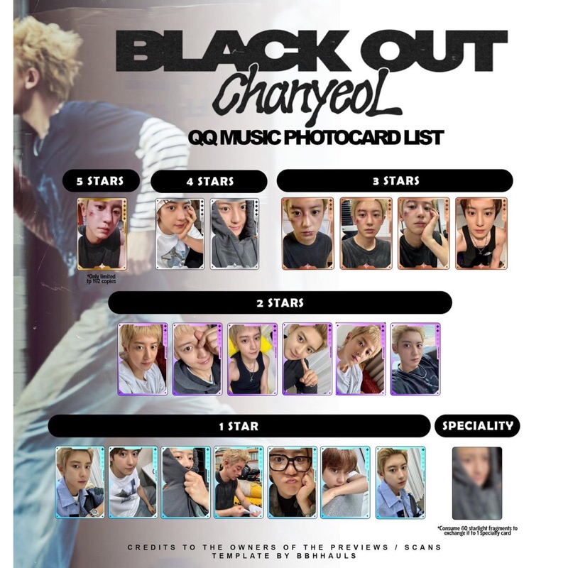 การ์ดรูปถ่าย Chanyeol QQMusic ของแท้