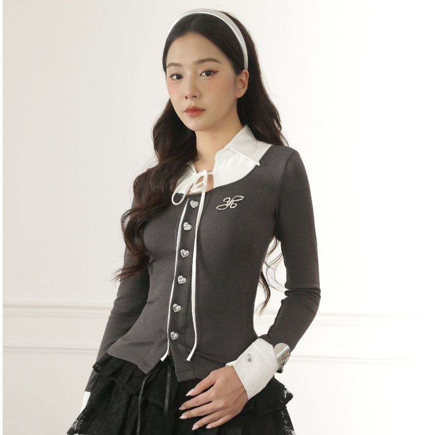 เสื้อคาร์ดิแกนผู้หญิงพร้อมเสื้อบาง คอปก “Ledi” คาร์ดิแกนคอปก AIAI OFFICIAL ราคา ถูกที่สุด ดีลบีเคเค แกลเลอรีภาพที่ 8