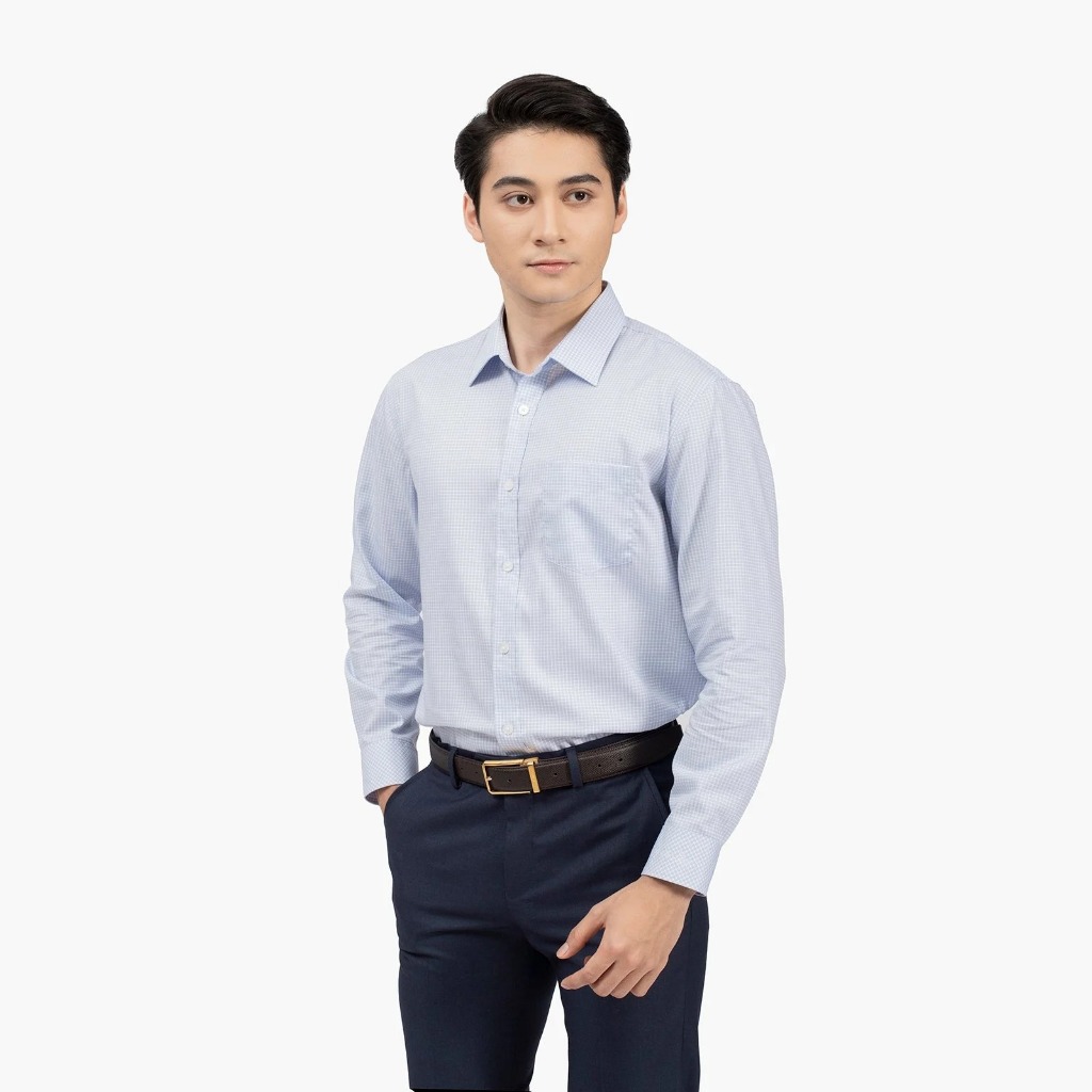 Aristino BUSINESS เสื้อเชิ้ตแขนยาวผู้ชายลายทางหรูหรา ทรงหลวม พื้นเรียบ - 1LS202