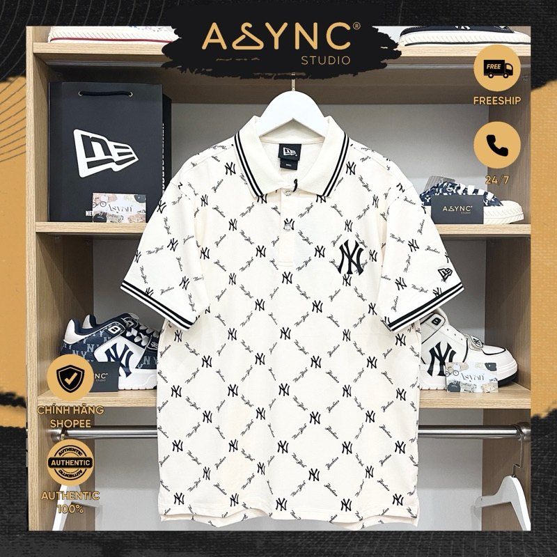 (ออธ) New Era x MLB NY Monogram New York Yankees เสื้อโปโลสีครีมคอปกสีดํา | รหัส: 13533545 - สตูดิโอ