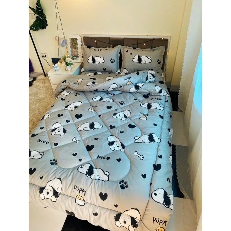 ชุดเครื่องนอนโพลี 5 ชิ้น ผ้าห่มคอตตอนติดเพดานแบบ 1 As Pictured [แบบหนา Cotton Type] (ตัวอย่างที่เลือ