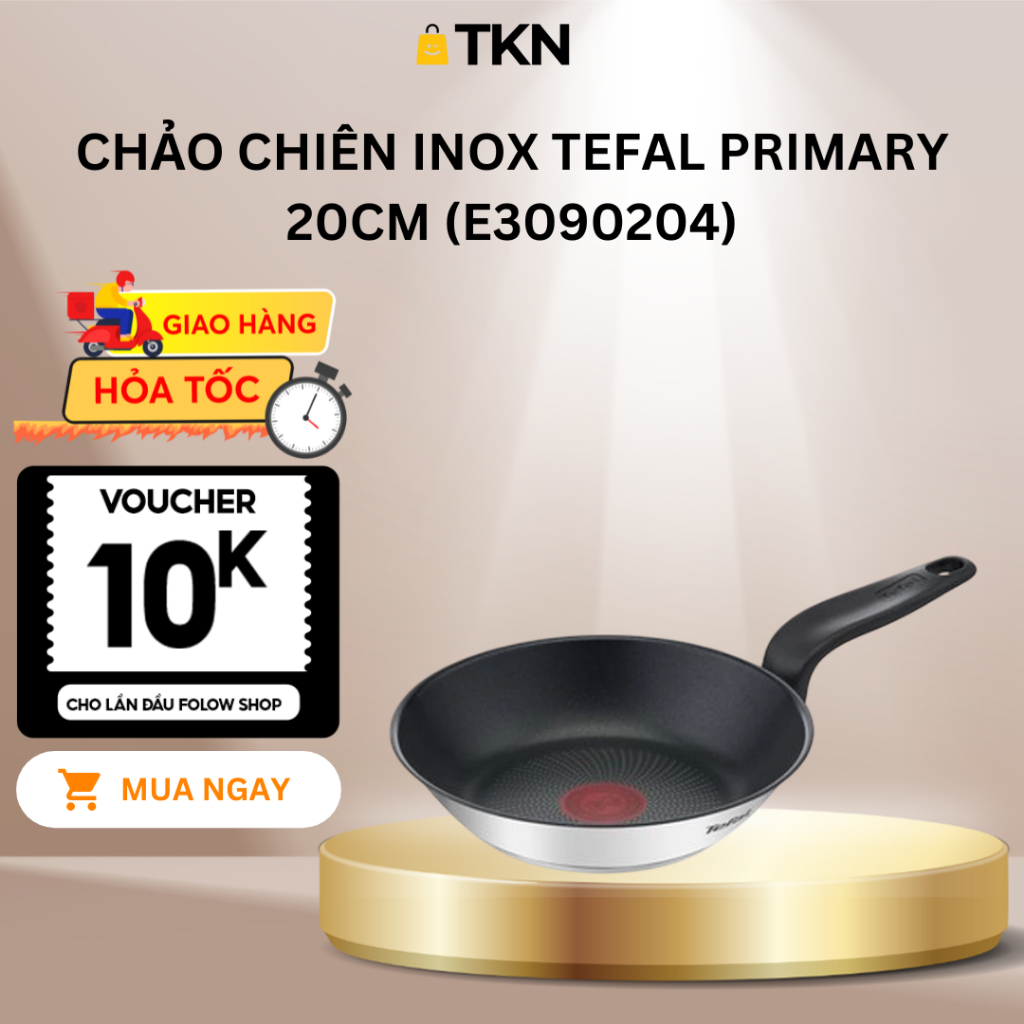 Tefal Primary E กระทะสแตนเลสไม่ติดกระทะ3090204 20ซม| 26cm - Titanium non-stick - ของแท้ รับประกัน 24