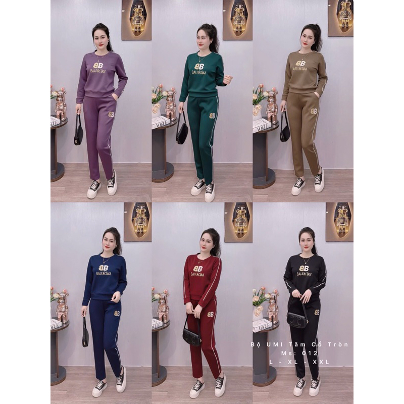 ชุดกีฬาฤดูใบไม้ร่วง-ฤดูหนาวของผู้หญิงที่ทําจากวัสดุสักหลาด umi หนาและสบาย Shop_LT