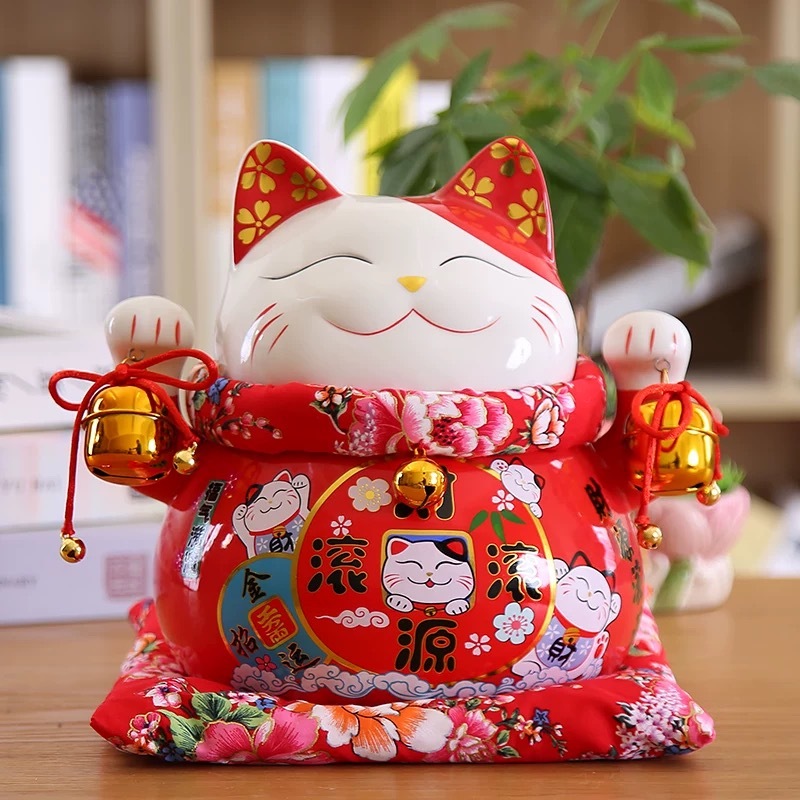God of Fortune Cat Saving Jar กับ Maneki Neko พรม Waving Fortune Cat, ตกแต่งบ้าน Grand เปิดของขวัญ