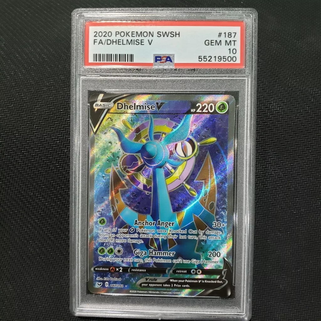 การ์ดโปเกมอน Gem Mint PSA 10 En 2020: DHELMISE V 187 202 ชุดฐานดาบและโล่ d63 3
