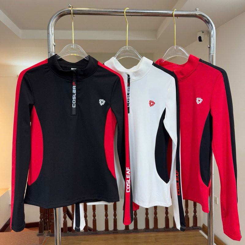 เสื้อยืดกีฬาคอปกซิปที่ดีมากของ COSLEAF