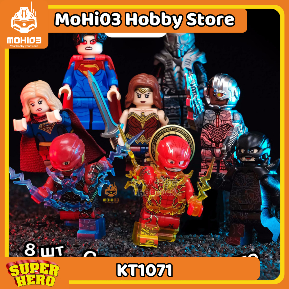 Flash DC Superhero Minifigure - Super Hero KT1071 Supergirl Cyborg Wonder Woman Assembly Model - Moh
