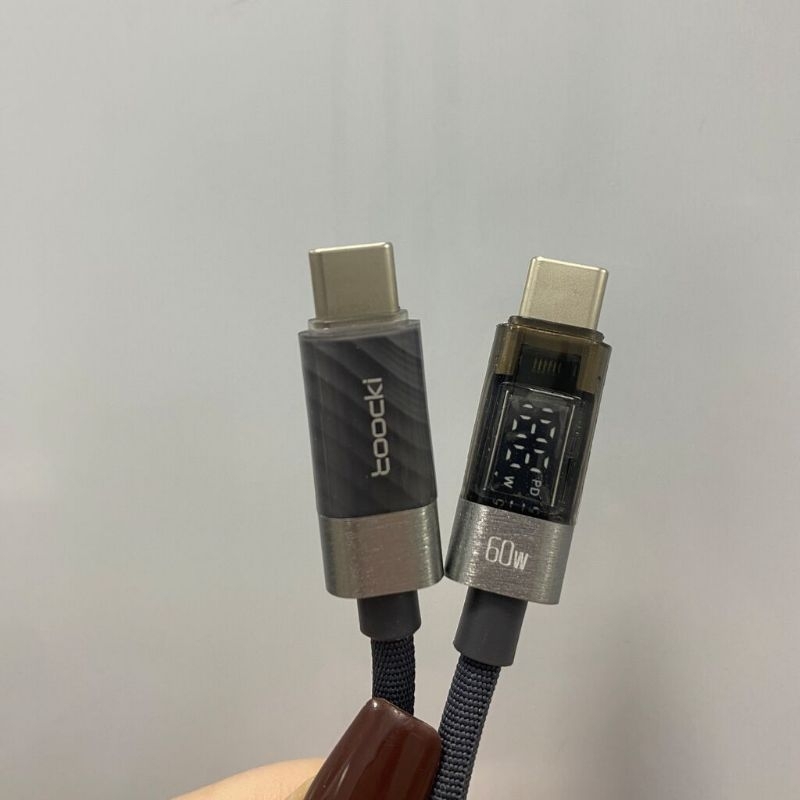 สายชาร์จร่ม C TO C 60w ยาว 1M ยี่ห้อ TOOCKI ZX0G - พร้อมจอ Led TO วัดความจุ