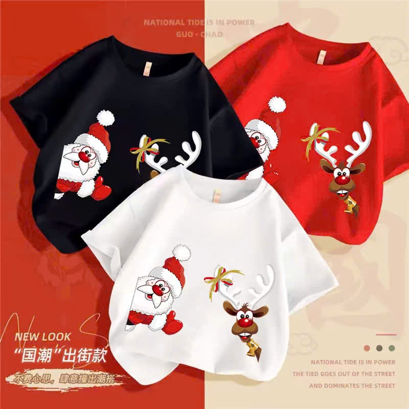 ️ ‍ ️เสื้อยืด VIDEO NOEL สําหรับ THE WHOLE FAMILY OF 3/4/5 PERSONS, เสื้อยืดคริสต์มาสสําหรับ BOYS AN