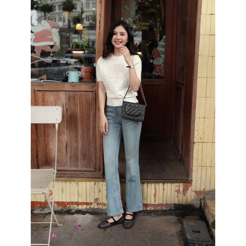 LIN CLOSET [QDL192] กางเกงยีนส์ขาบาน 9 นิ้ว สไตล์เกาหลี - DECEMBER COLLECTION