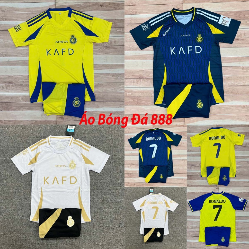 ชุดบอลเด็ก Al Nasr Club เสื้อฟุตบอล Ronaldo 2023 - ผ้าไทยพรีเมี่ยม