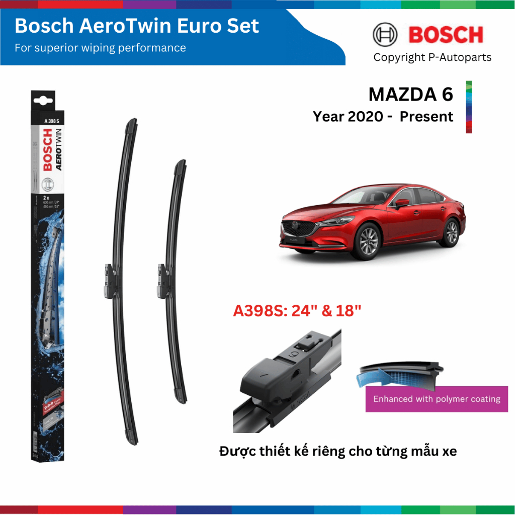 BOSCH Aerotwin Euro Wiper Set 24" & 18" MAZDA 6 2012 ปัจจุบัน