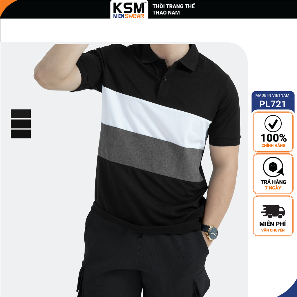 KSM เบี้ยประกันภัย เสื้อยืดโปโลผู้ชายสีพื้นคอปกแบรนด์ท้องถิ่นสวยและอ่อนเยาว์ผ้าคอตตอนจระเข้แท้ กรุณา