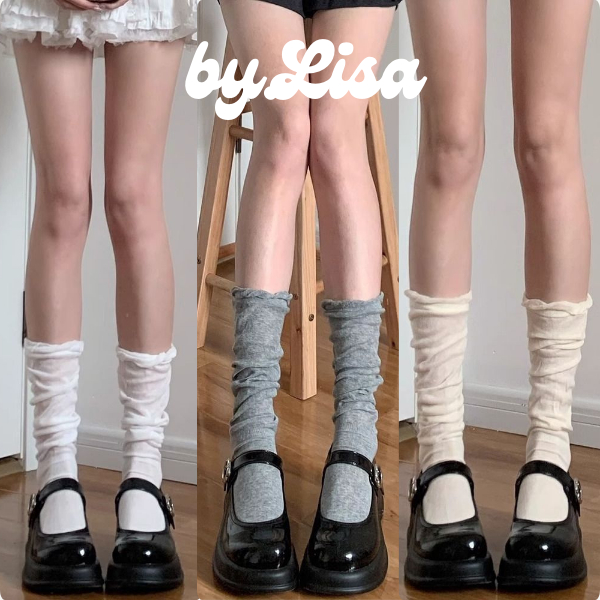 Balletcore Calf Socks Basic Style Soft Elastic High Socks Lolita Style byLisa