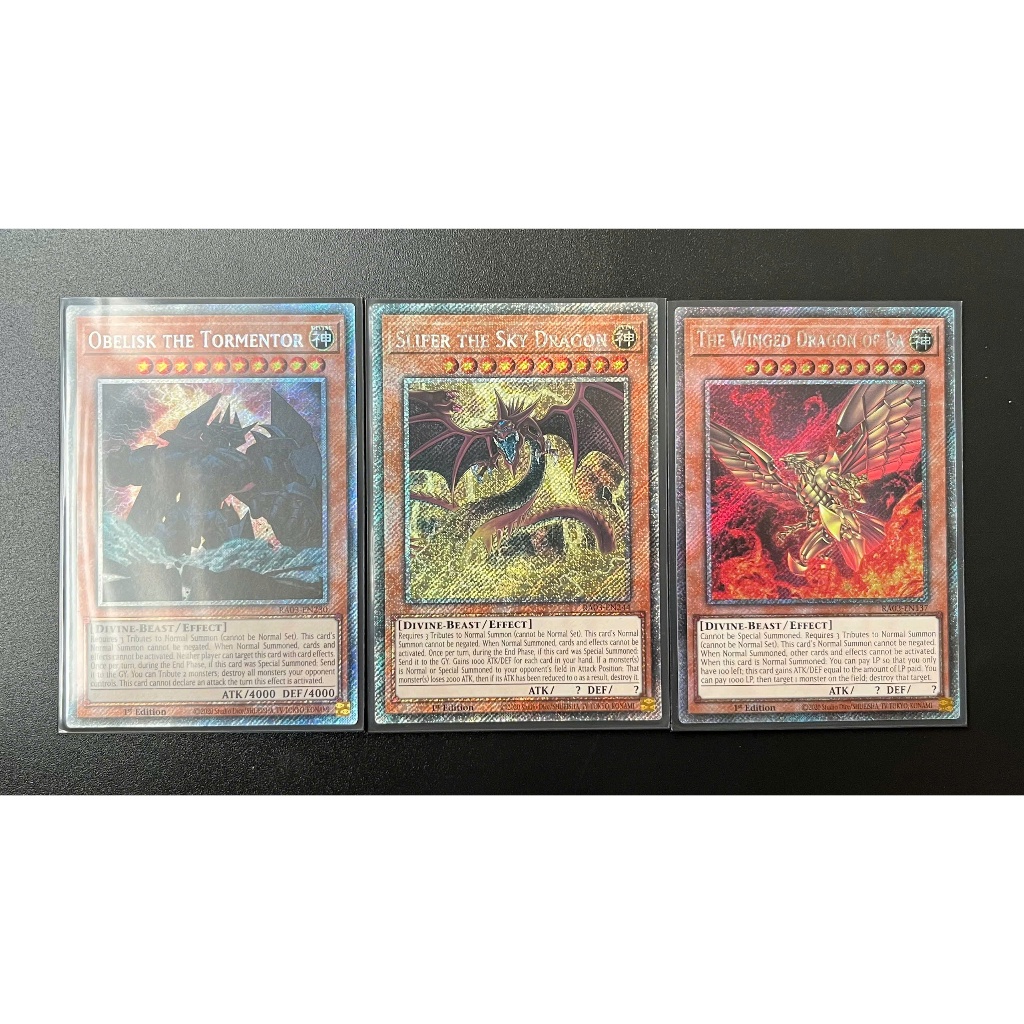 YMS - [การ์ด Yugioh] - [TCG-UK] ชุดการ์ด 3 ใบ Obelisk, Osiris, Ra Platinum Secret Rare ในกล่อง RA03 