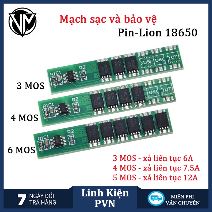 วงจรป้องกันและการชาร์จแบตเตอรี่ 1S 7.5A 10A 15A 3.7V - 3 4 6MOS BMS PCM สําหรับแบตเตอรี่ลิเธียม Lion