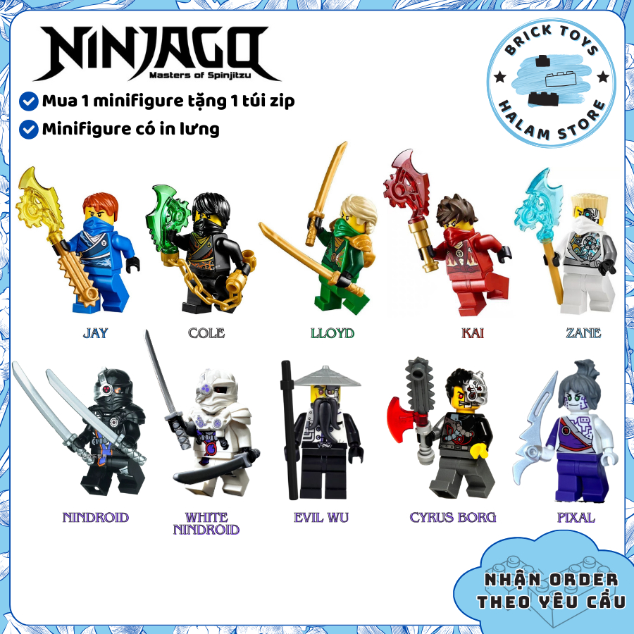 Ninjago Techno Nindroid minifigures ของเล่นประกอบ - โมเดลประกอบตัวละครฤดูกาล 3