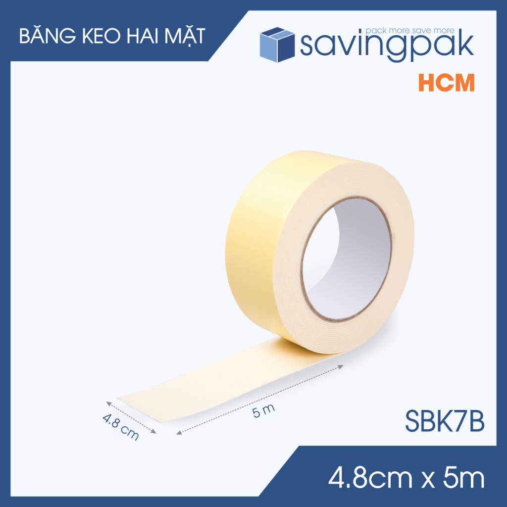 SBK7B - Combo เทปโฟมสองหน้า เหนียวสุดๆ 5 ม้วน - ขนาด 4.8cm x 5m - เทปโฟมสีเหลือง -S.BK7B
