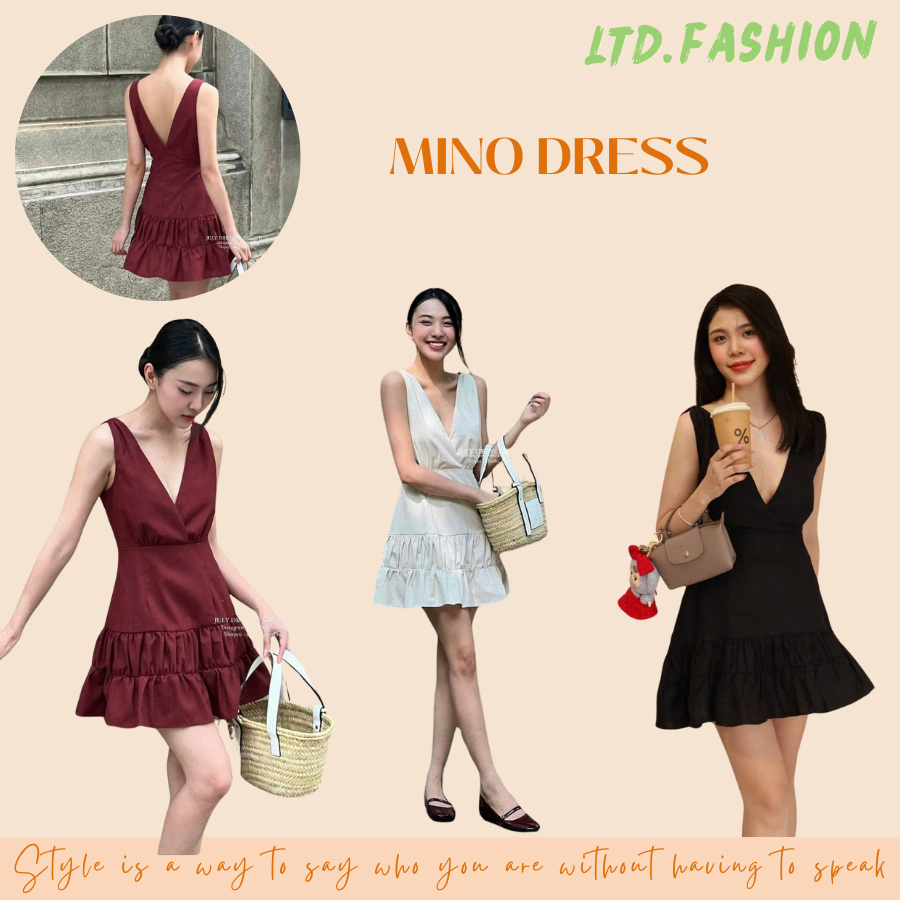 สร้อยคอ V LINEN DRESS - LTD.FASHION - MINO DRES