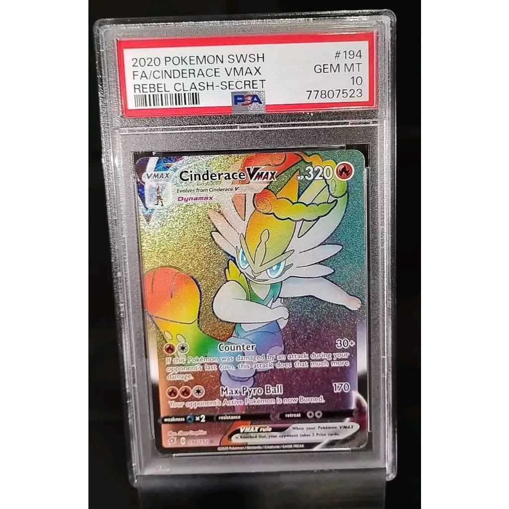 Eng PSA 10 Pokemon Rebel Clash Cinderace VMAX Secret การ์ดหายาก 194 d63 54