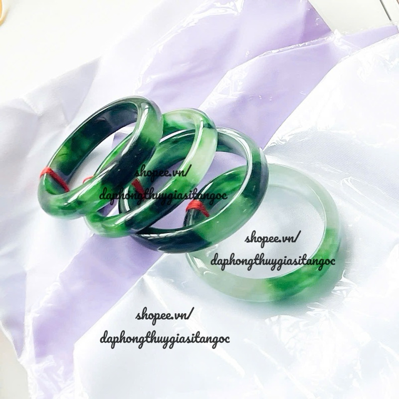 สร้อยข้อมือหินอ่อนสีเขียวทึบ Super vip ขนาด 54-58mm พร้อมกล่อง