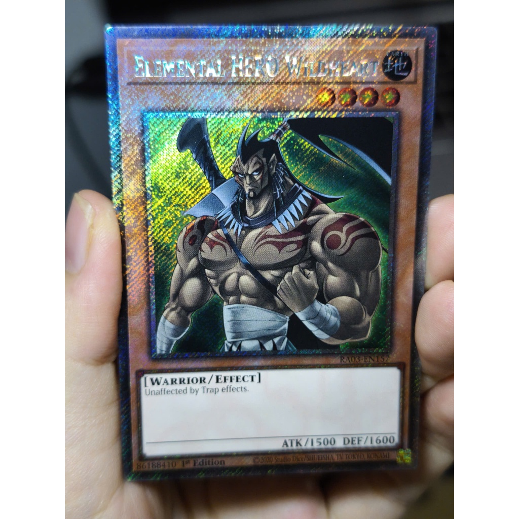 [Yugioh Funny Shop] การ์ด 1 ใบ Elemental HERO Wildheart - RA03-EN157 - Platinum Secret Rare 1st Edition