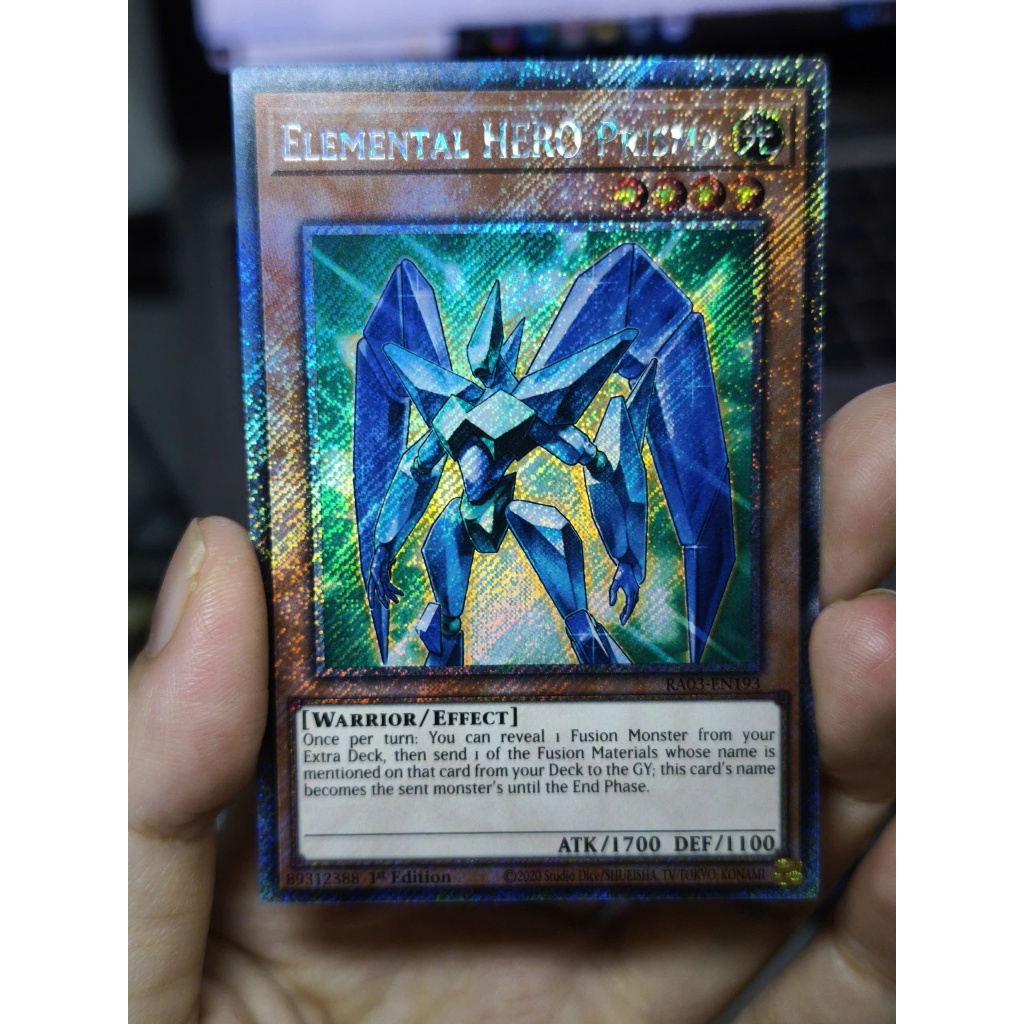 [Yugioh Funny Shop] การ์ด 1 ใบ Elemental HERO Prisma - RA03-EN193 - Platinum Secret Rare 1st Edition