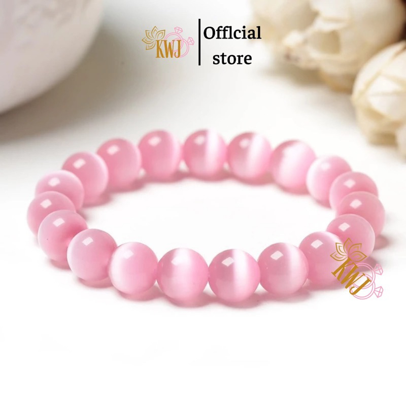 สร้อยข้อมือหินตาแมว หิน 8 มม. mau hong Shop Bac Xinh KWJ