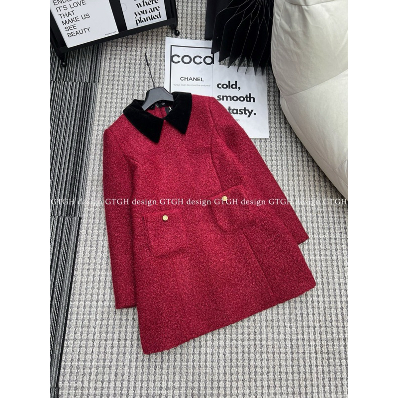 ชุดราตรีดีเยี่ยมคอปกกํามะหยี่ แซ่บมาก พรุ่งนี้ sll sm