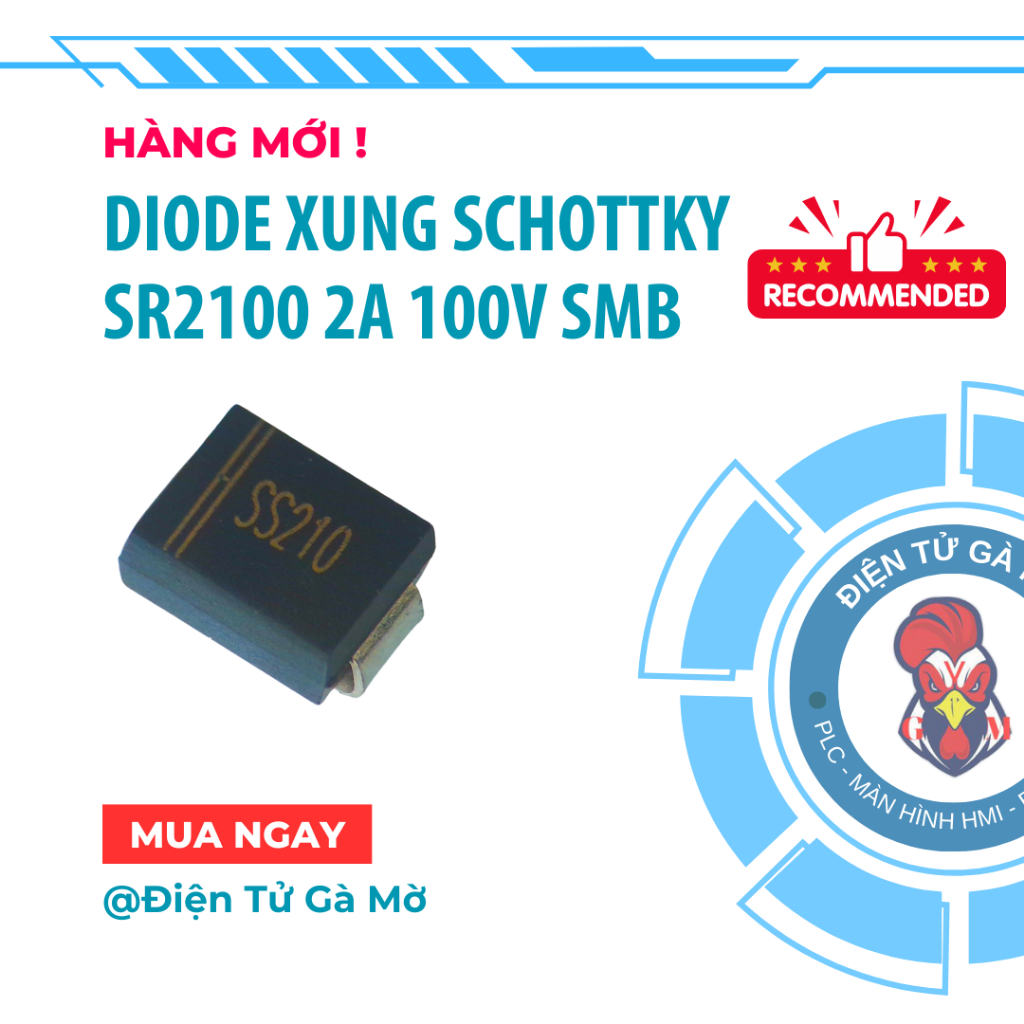[1 CON] Schottky Pulse Diode SR2100 SS210 SB2100 2A 100V SMB 3.5x4.3mm (Central Inland)