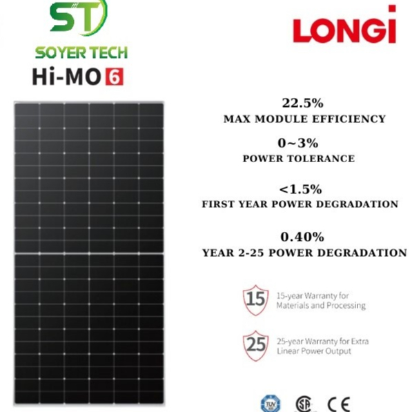 LONGi แผงโซล่าเซลล์ 580W LR5-72HTH 580M- 580W