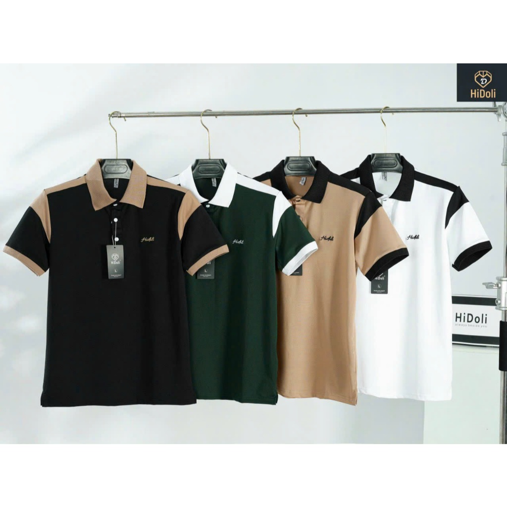 เสื้อโปโลผู้ชายคอปกและแขน เสื้อโปโลผ้าคอตตอนจระเข้ยืด 4 ทิศทาง แบบมาตรฐาน SOLADO PL02