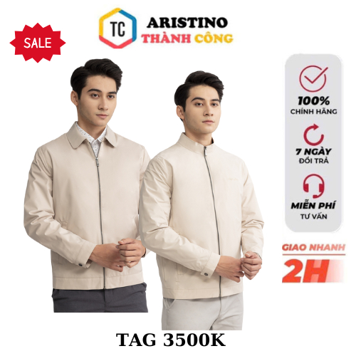 (XL-XXL) Aristino Business เสื้อแจ็คเก็ต 2 ชั้นคุณภาพสูงคอปกตรงสีเบจ 2 สไตล์ TAG jk001w2-jk003w2