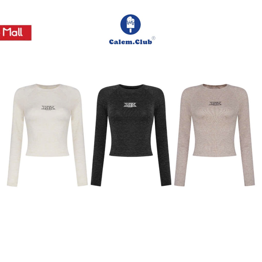 แคลม. Club - SMALL FORM - เสื้อยืดแขนยาวผู้หญิงแขนยาวมีฮู้ดใน Marque ผ้าวูลกระต่ายเข้ารูป