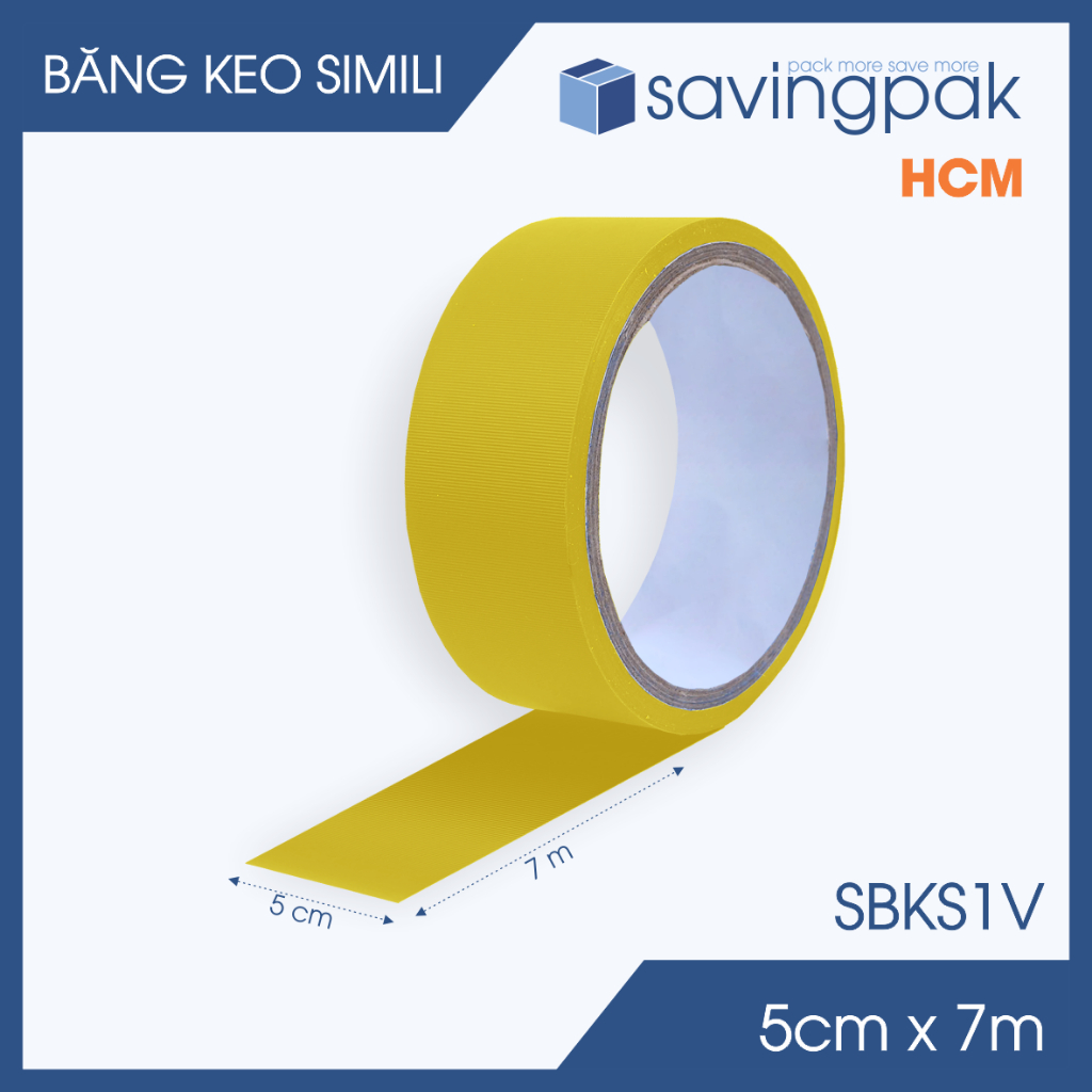 SBKS1V - Combo เทป Simili 3 ม้วน ขนาด 5cm x 7m - สีเหลือง - เทปสันหนังสือ -S.BKS1V