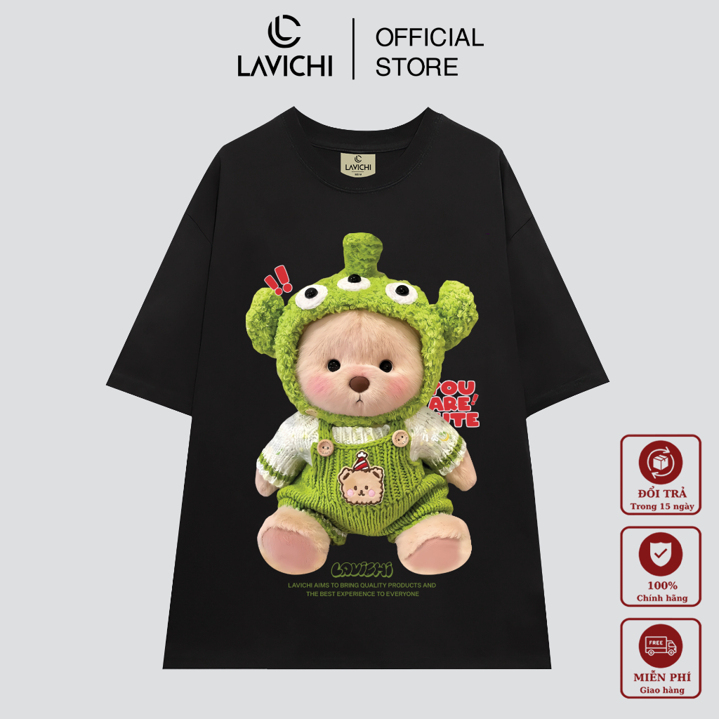 เสื้อยืดพรีเมี่ยมแบรนด์ท้องถิ่น Unisex TEDDY GREEN DAY 100% Cotton LAVICHI - LC185