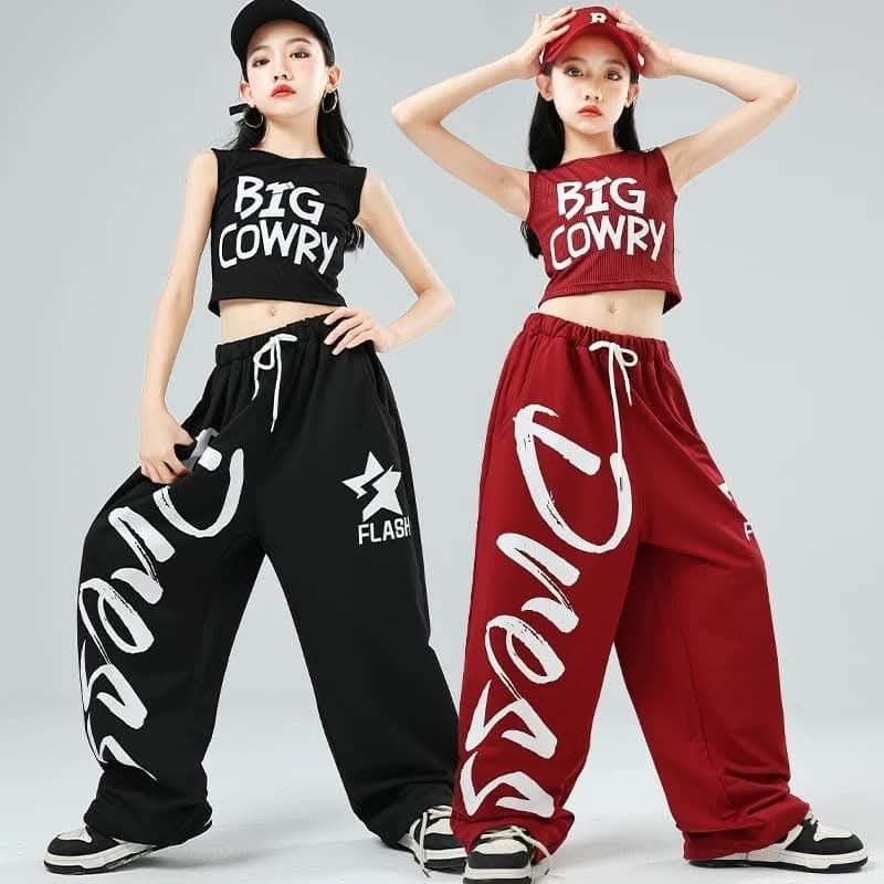 (ค3)ผ้าฝ้าย เสื้อและกางเกงขากว้าง ชุดเซ็ทสําหรับเด็กผู้หญิง 15-50กิโลกรัม - เนื้อผ้าฝ้ายซับเหงื่อได้ดี