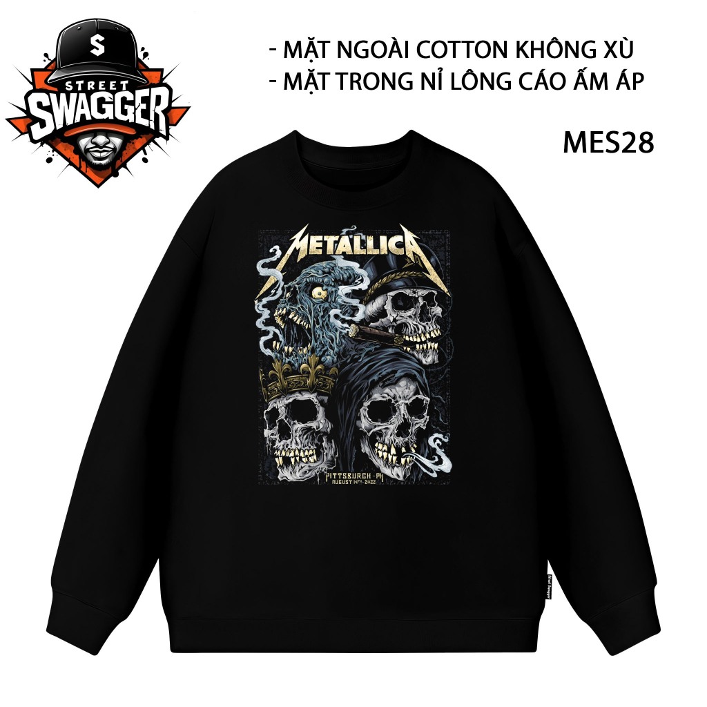 Sweatshirt Street Swagger Brand Fox Fur Sweatshirt, Metallica Band Sweatshirt, Rock N Roll MES28