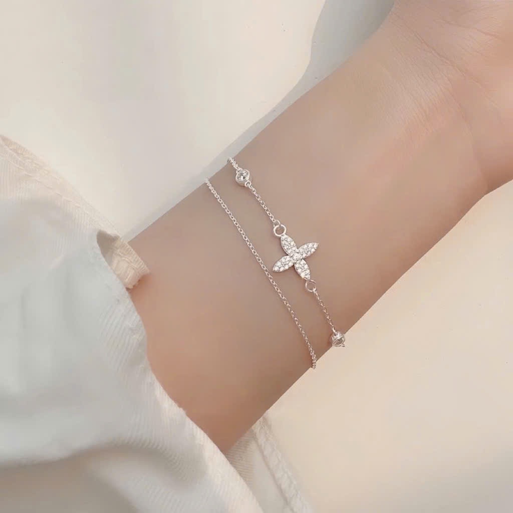 สร้อยคอเงิน+สร้อยข้อมือ ชุดสําหรับผู้หญิงรูปทรงดอกไม้ Tu Dih Huong - Nhat Duy Silver Shop