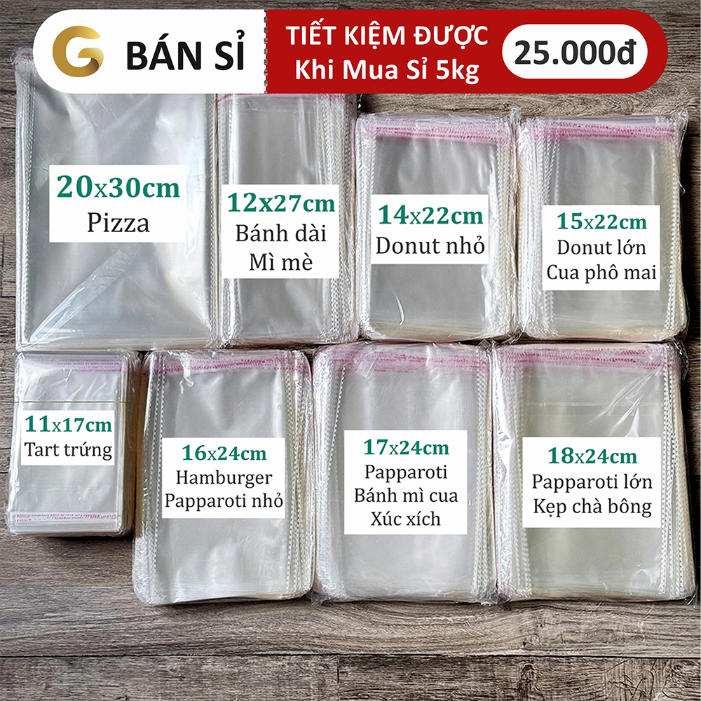 ขายส่ง ถุงกาว OPP 5กก. - ขนาด 11x16, 12x27, 14x22, 15x22, 16x24, 17x24, 18x24, 20x30ซม. [แพ็คทอง VN]