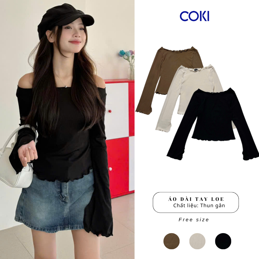 เสื้อยืดจั๊มคอปาดแขนยาวชายม้วน