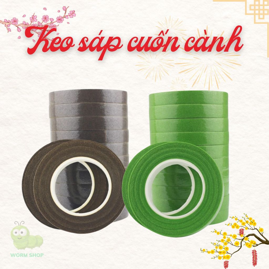 WAX ADHESIVE TAPE, FAKE FLOWER BRANCH DOWN ADHESIVE TAPE, WAX TAPE ROLL สําหรับ BRANCHES TO MAKE VEL