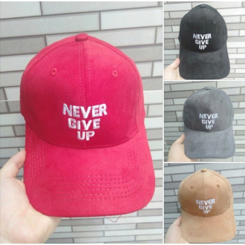 แฟชั่น NEVER GIVE UP หมวกกํามะหยี่จั๊ม
