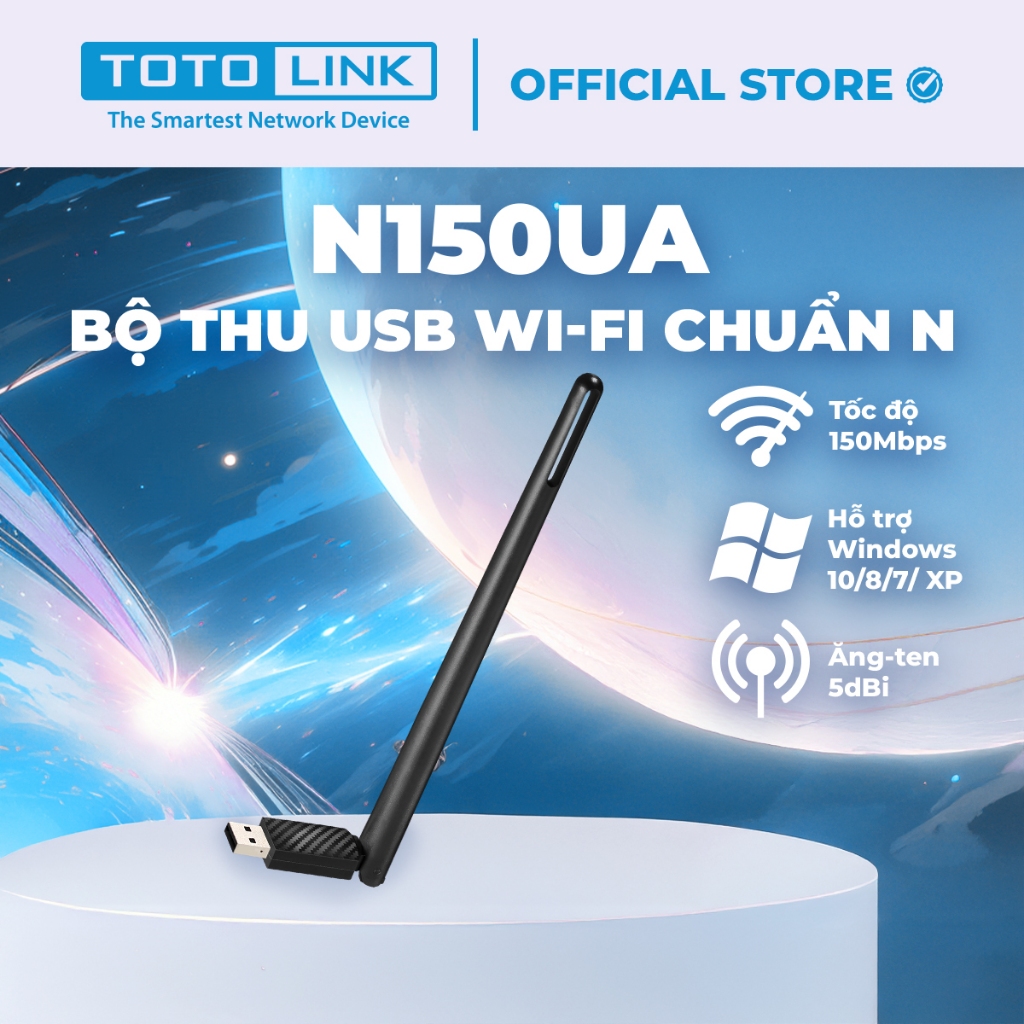 TOTOLINK N150UA USB Wi-Fi Receiver - WiFi มาตรฐาน 150Mbps N ใช้งานง่ายสําหรับ PC Laptop
