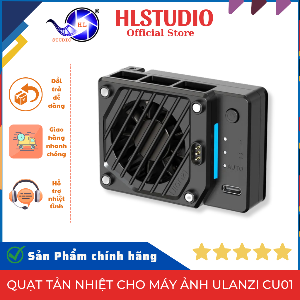 Ulanzi CU01 HL Studio Camera Cooler Fan - อลูมิเนียมอัลลอยด์, แบตเตอรี่ 3000mAh, Type-C
