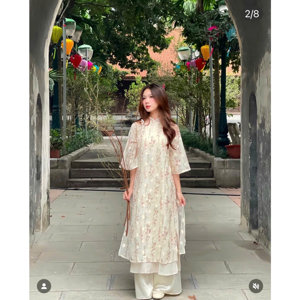 [FIRE SG] LAC HA ao dai ปักลายดอกไม้ที่มีเสน่ห์สําหรับ Tet 2025