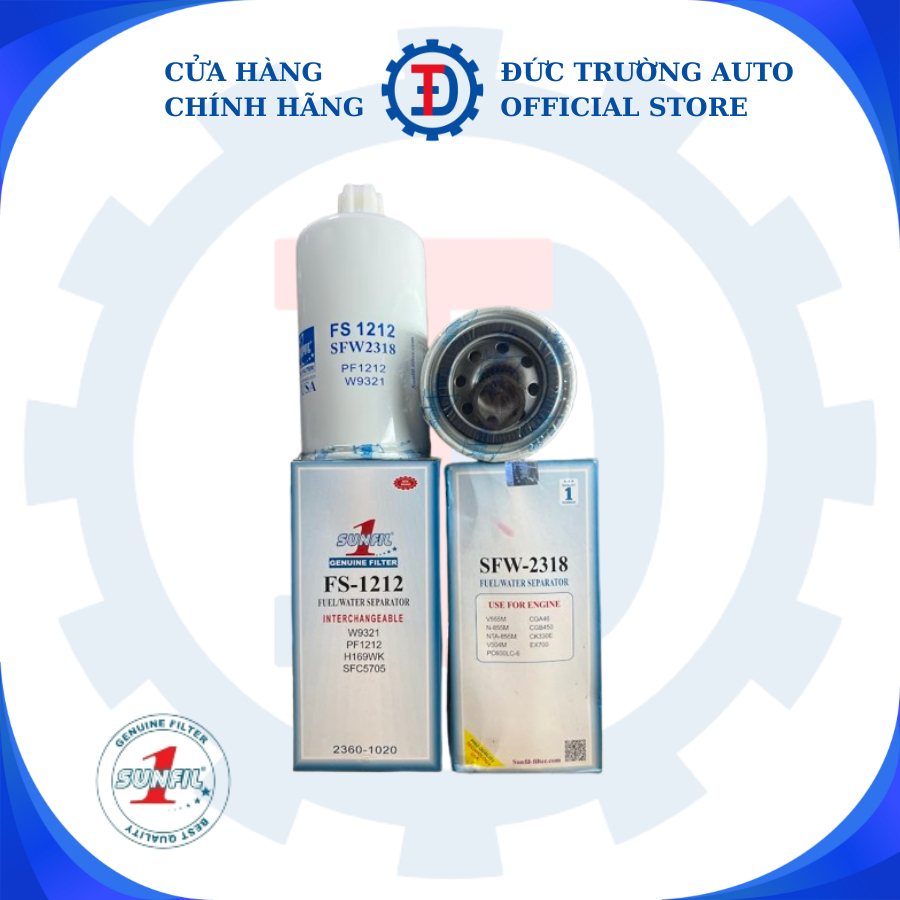 กรองน้ํามันเครื่อง FS1212 KOMATSU PC600lc-6 เครื่องยนต์ ขนาด 93x174x62/71 Sunfil 1