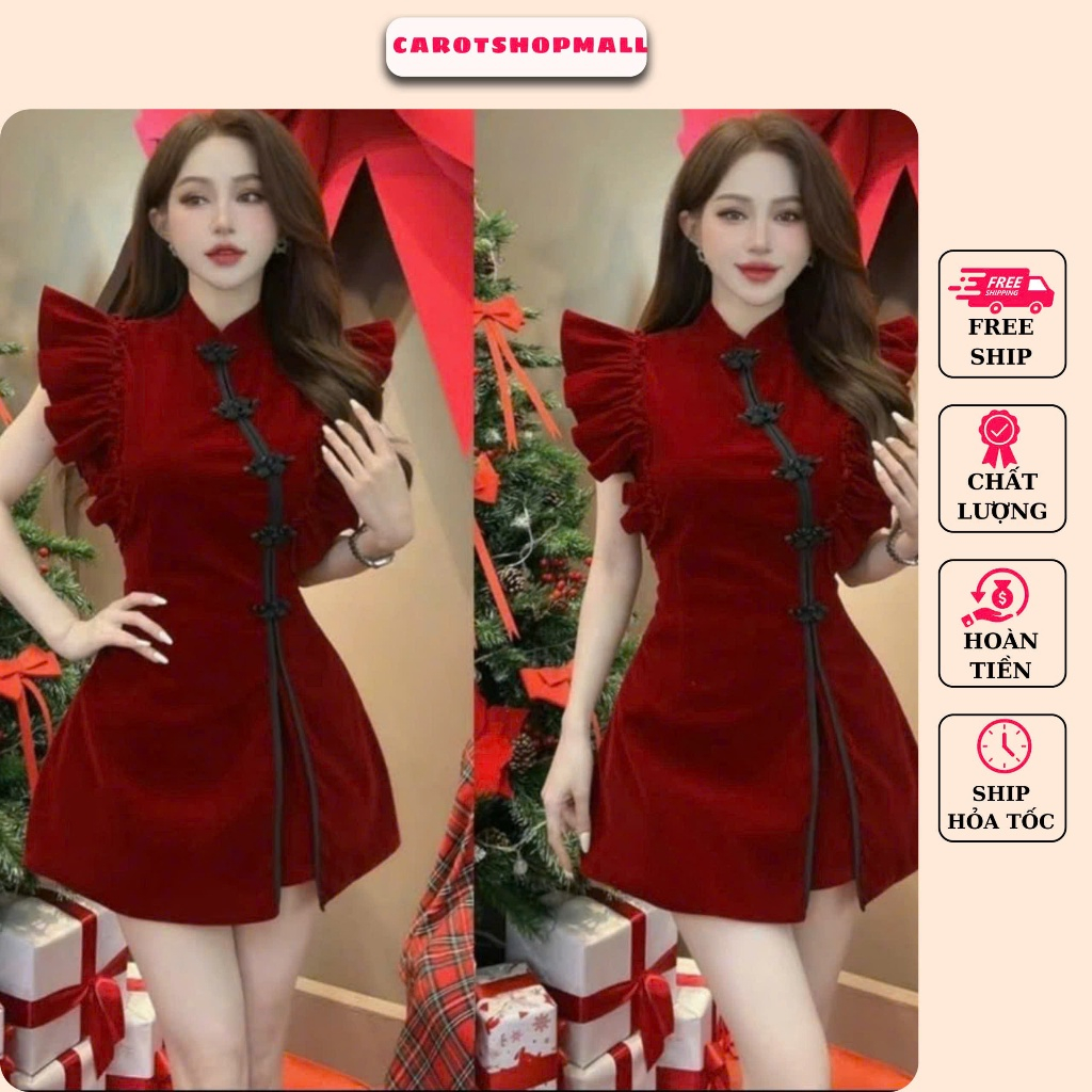 ชุดกํามะหยี่แขนระบาย K4314_CAROTSHOP