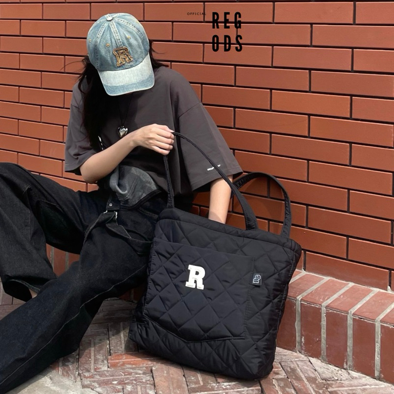 กระเป๋าช้อปปิ้งปักเป้า Regods quilted เหมาะกับแล็ปท็อปขนาด 17 นิ้วมากกว่า 2 ใบ รูปแบบกว้าง unisex - กระเป๋าปักเป้าขนาดใหญ่