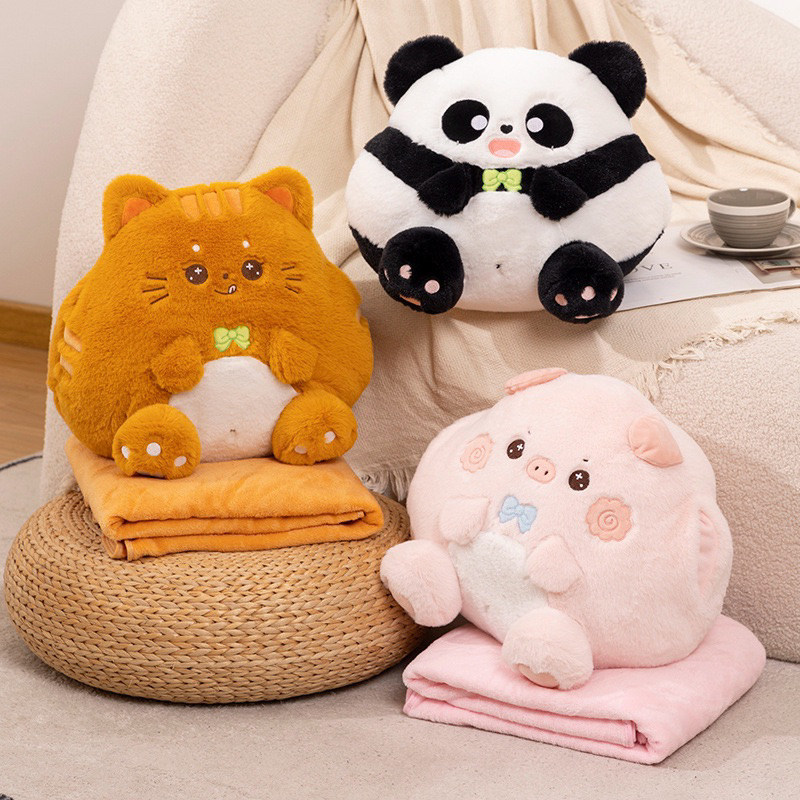 MINISO มินิโซ หมีผ้าห่มสํานักงานนําเข้า ตุ๊กตาหมีมาตรฐานคุณภาพสูง